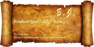 Bamberger Júlia névjegykártya